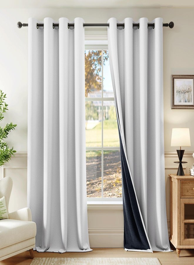 Beauoop White 100% Blackout Curtains 63 Inch Long 2 Panels for Bedroom Living Room Solid Room Darkening Thermal Insulated Soundproof Energy Saving Grommet Top Window Treatment Drapes,52x63 2 Set - Image 1